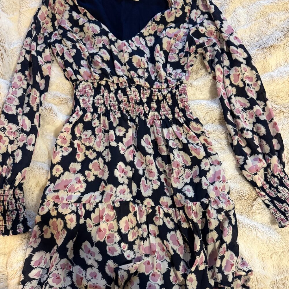 Abercrombie Long-Sleeve Smocked Waist Mini Dress (Petite XS)
